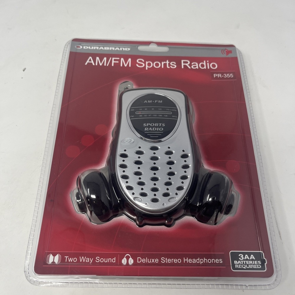 Durabrand AM/FM Sports Radio Model PR-355 Handheld Portable & Headphones New